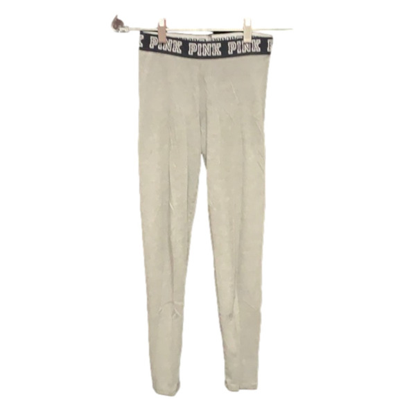 PINK gray cotton leggings with black waistband - Picture 1 of 4